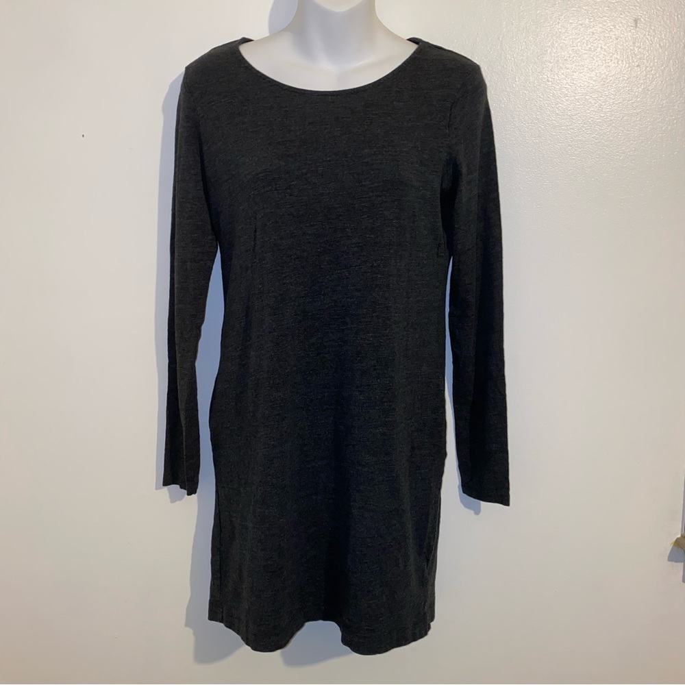 H&M Tunic Long Sleeve T-Shirt Top Large Dark Heather Gray